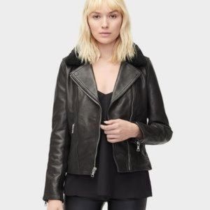 UGG ANDEE LEATHER / SHEARLING MOTO CYCLE JACKET NEW
